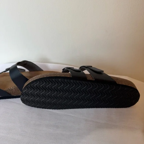 Black Leather Sz 9.5 Sandals with Buckles 0030 - Picture 6 of 10